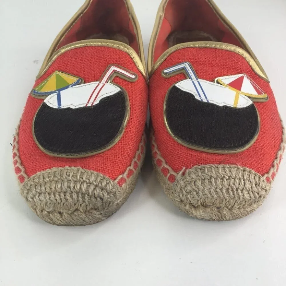 Tory Burch Coconut Linen Espadrille Flats  Size 6